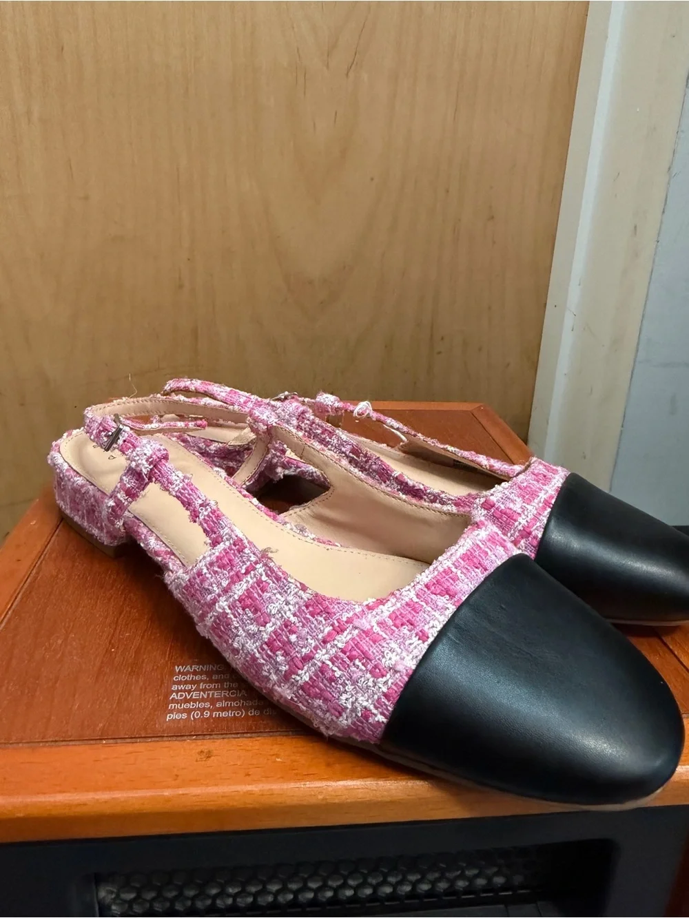 A New Day Women’s Pink Tweed Cap Toe Slingback Flats Size: 9